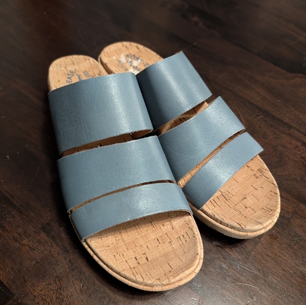 Kork-ease Blue Leather Sandals, Women's 11, EUC